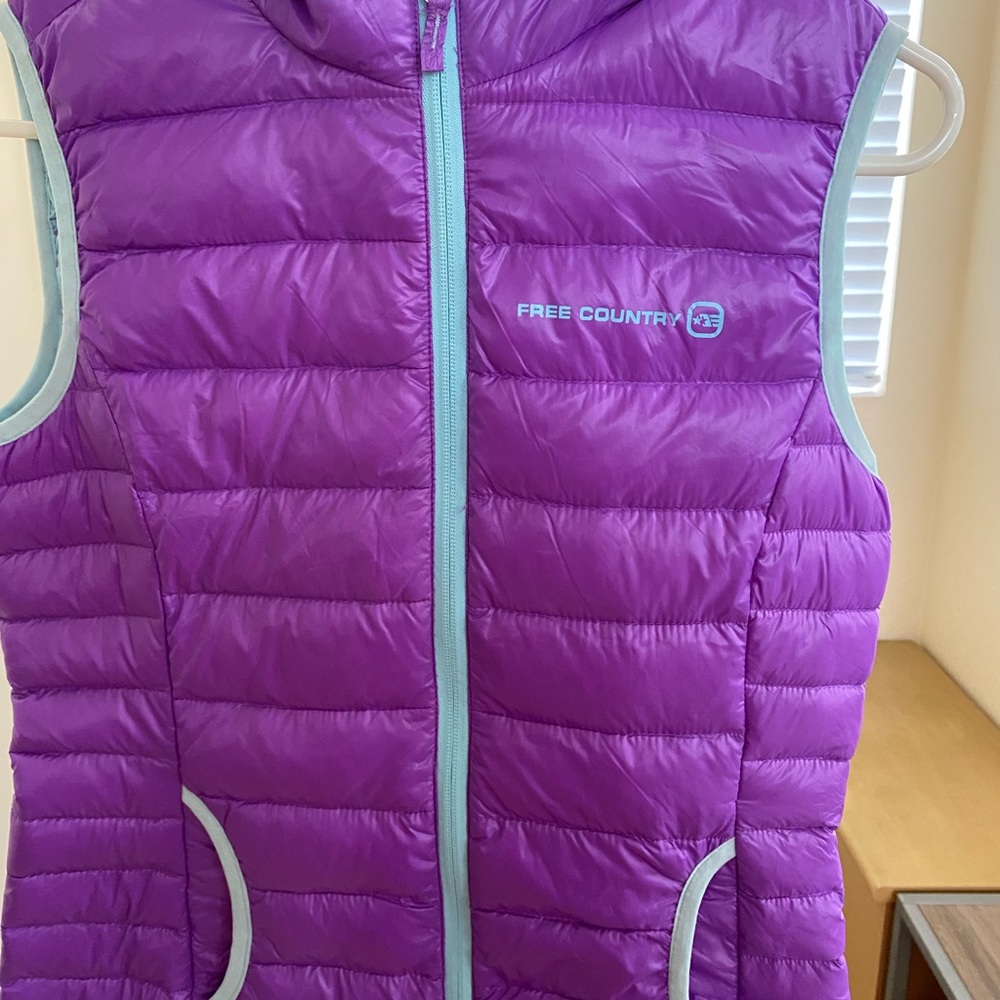 Free country purple vest with hood size L(14/16) - Picture 2 of 12